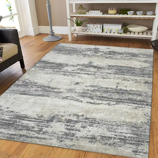 Blue and Gray Abstract Power Loom Area Rug Photo 5