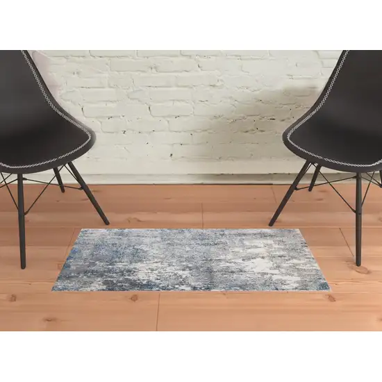 Blue and Gray Abstract Power Loom Area Rug Photo 2