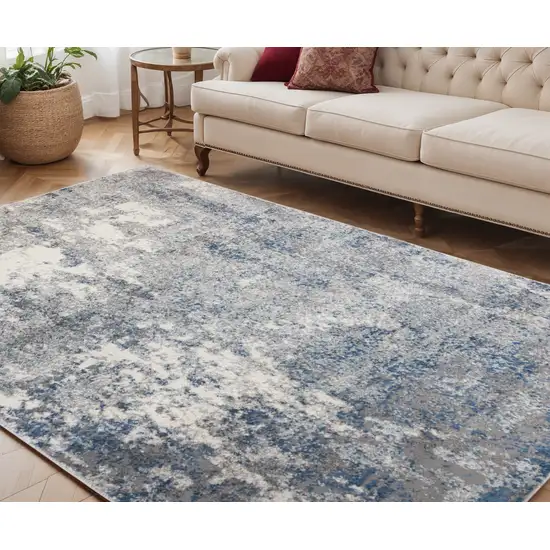 Gray and Light Blue Abstract Power Loom Area Rug Photo 1