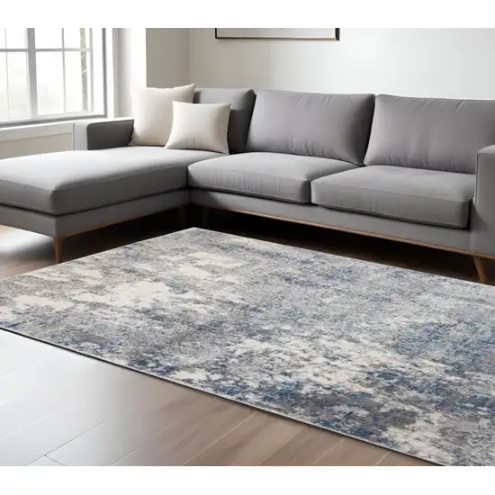 Gray and Light Blue Abstract Power Loom Area Rug Photo 1