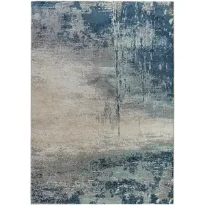 Photo of Blue and Gray Abstract Power Loom Area Rug