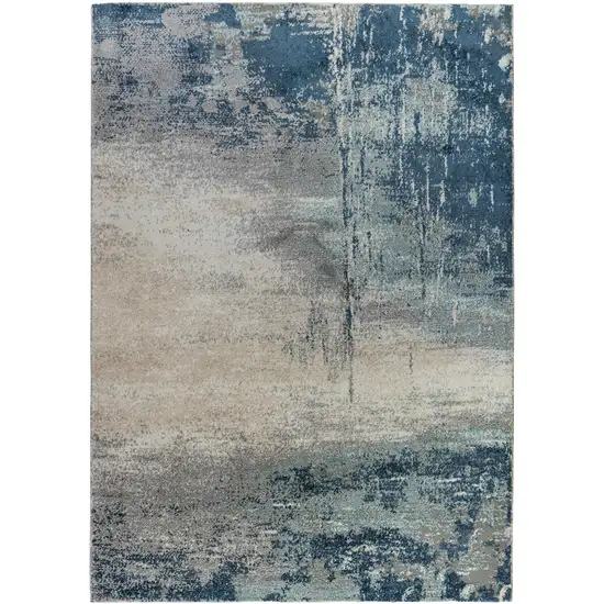 Blue and Gray Abstract Power Loom Area Rug Photo 1