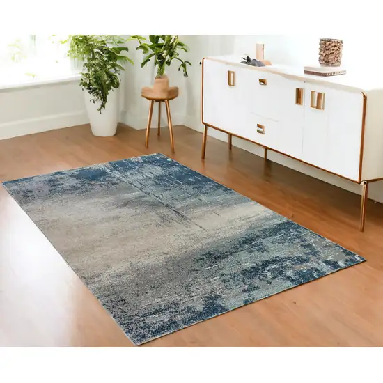 Blue and Gray Abstract Power Loom Area Rug Photo 1