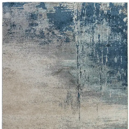 Blue and Gray Abstract Power Loom Area Rug Photo 6