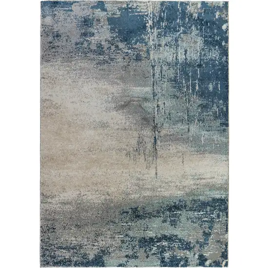 Blue and Gray Abstract Power Loom Area Rug Photo 2