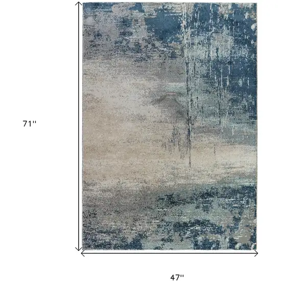 Blue and Gray Abstract Power Loom Area Rug Photo 8