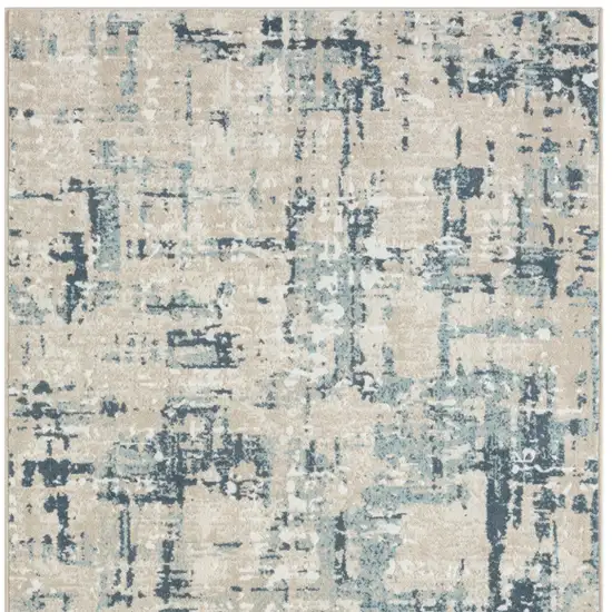 Blue and Gray Abstract Power Loom Area Rug Photo 7