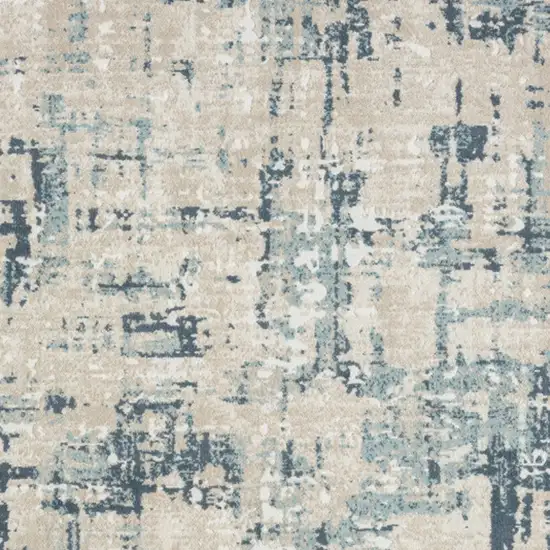 Blue and Gray Abstract Power Loom Area Rug Photo 6