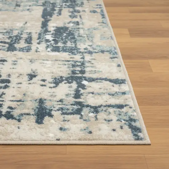 Blue and Gray Abstract Power Loom Area Rug Photo 4