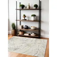 Photo of Blue and Gray Abstract Power Loom Area Rug