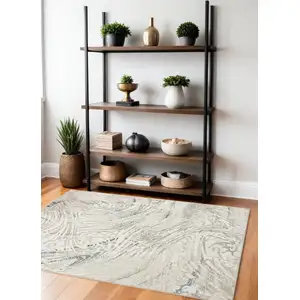 Photo of Blue and Gray Abstract Power Loom Area Rug