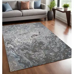 Photo of Blue and Gray Abstract Power Loom Area Rug