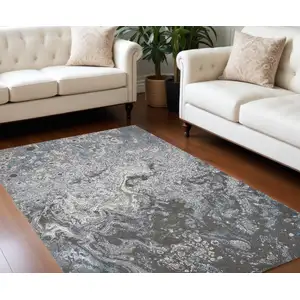 Photo of Blue and Gray Abstract Power Loom Area Rug