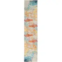 Photo of Blue and Gray Abstract Power Loom Runner Rug