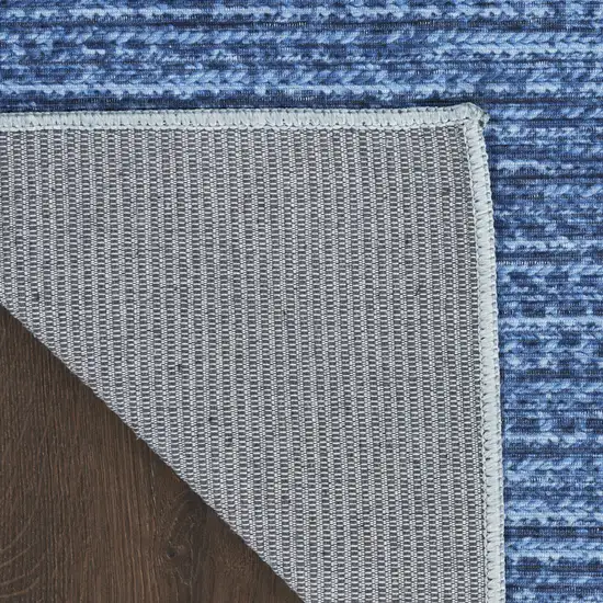 Blue and Gray Abstract Power Loom Washable Non Skid Area Rug Photo 3