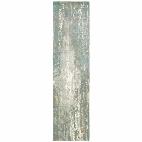 Blue and Gray Abstract Splash Indoor Runner Rug Photo 1