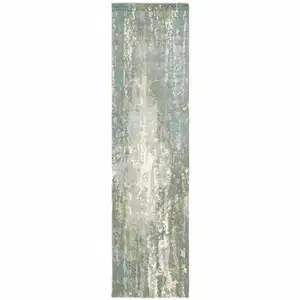 Photo of Blue and Gray Abstract Splash Indoor Runner Rug