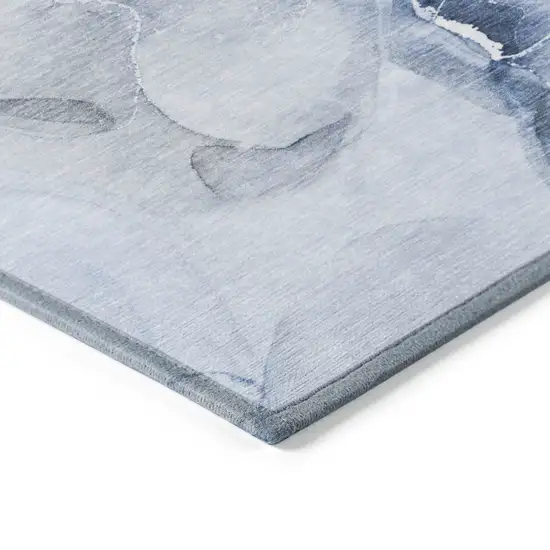 Blue and Gray Abstract Washable Non Skid Indoor Outdoor Area Rug Photo 7