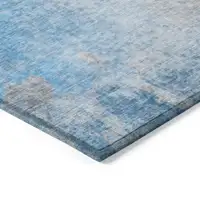 Photo of Blue and Gray Abstract Washable Non Skid Indoor Outdoor Area Rug