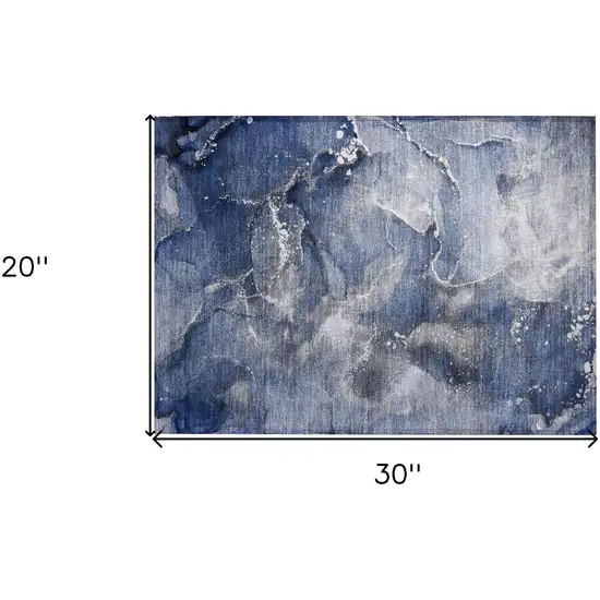 Blue and Gray Abstract Washable Non Skid Indoor Outdoor Area Rug Photo 3