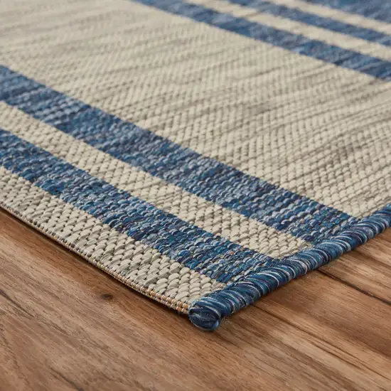 Blue and Gray Captain's Wheel Stain Resistant Indoor Outdoor Area Rug Photo 9