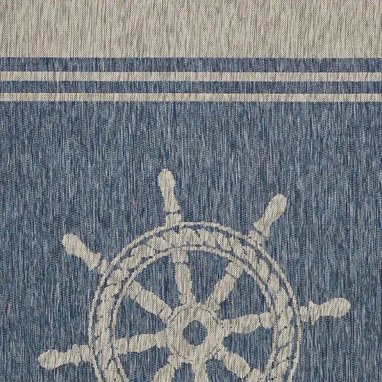 Blue and Gray Captain's Wheel Stain Resistant Indoor Outdoor Area Rug Photo 5