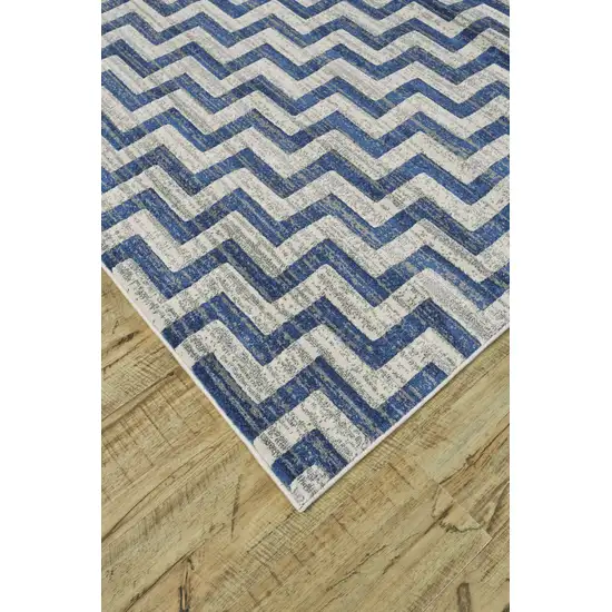 Blue and Gray Chevron Power Loom Area Rug Photo 7