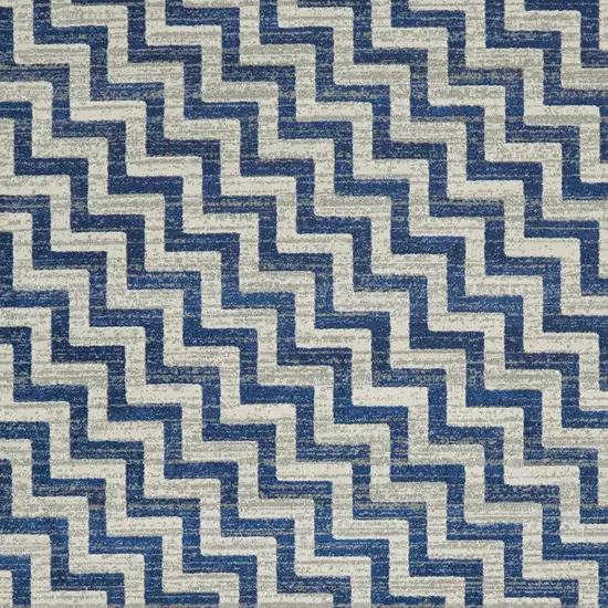 Blue and Gray Chevron Power Loom Area Rug Photo 5