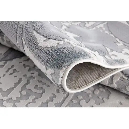 Blue and Gray Floral Filigree Area Rug Photo 5