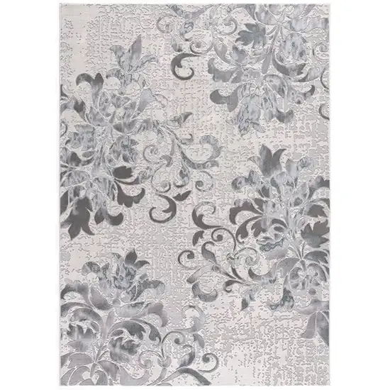 Blue Damask Power Loom Area Rug Photo 1