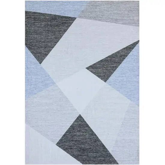 Blue and Gray Geometric Area Rug Photo 2