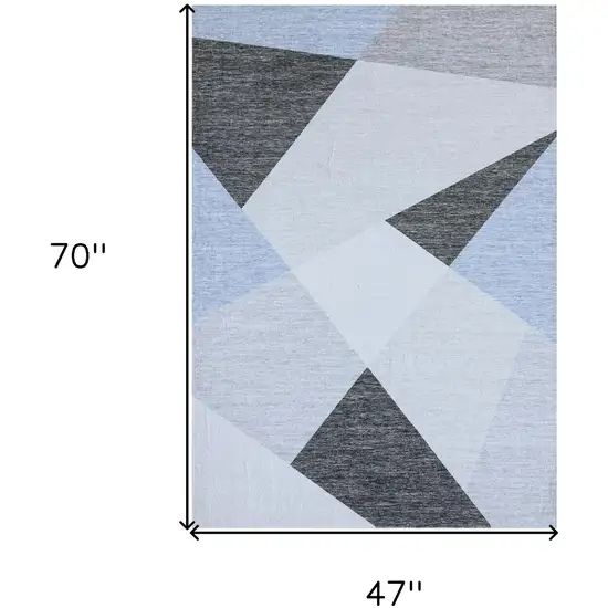 Blue and Gray Geometric Area Rug Photo 7