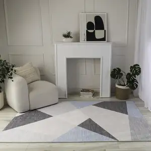 Photo of Blue and Gray Geometric Area Rug