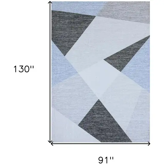 Blue and Gray Geometric Area Rug Photo 3