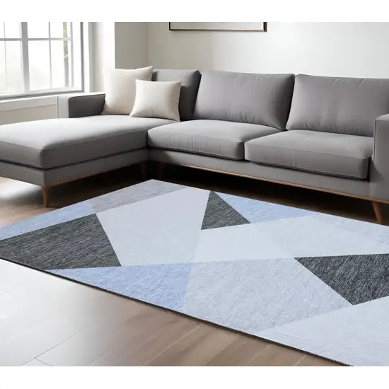 Blue and Gray Geometric Area Rug Photo 1