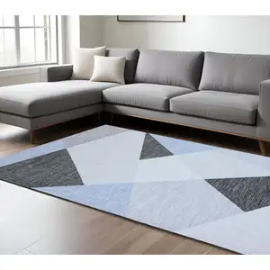 Photo of Blue and Gray Geometric Area Rug