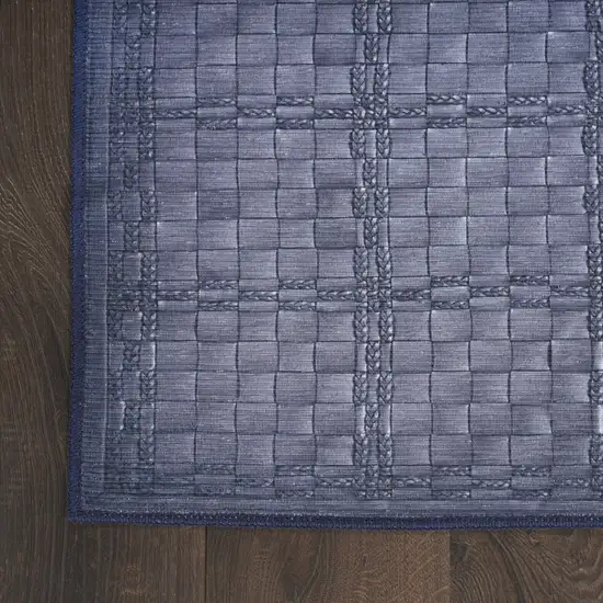 Blue and Gray Geometric Power Loom Washable Non Skid Area Rug Photo 9