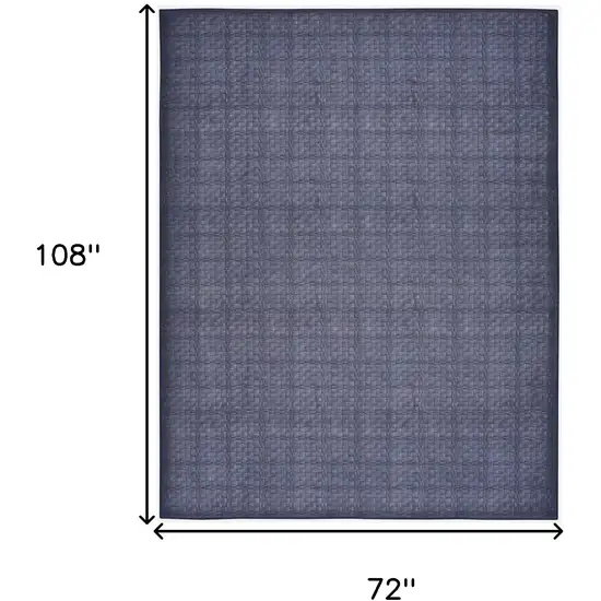 Blue and Gray Geometric Power Loom Washable Non Skid Area Rug Photo 8