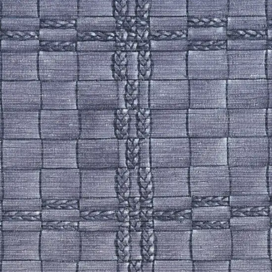 Blue and Gray Geometric Power Loom Washable Non Skid Area Rug Photo 3