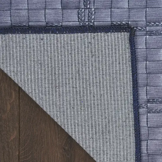 Blue and Gray Geometric Power Loom Washable Non Skid Area Rug Photo 4