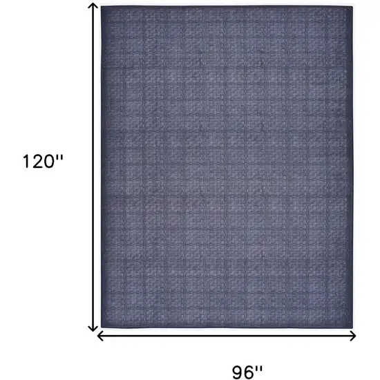 Blue and Gray Geometric Power Loom Washable Non Skid Area Rug Photo 10