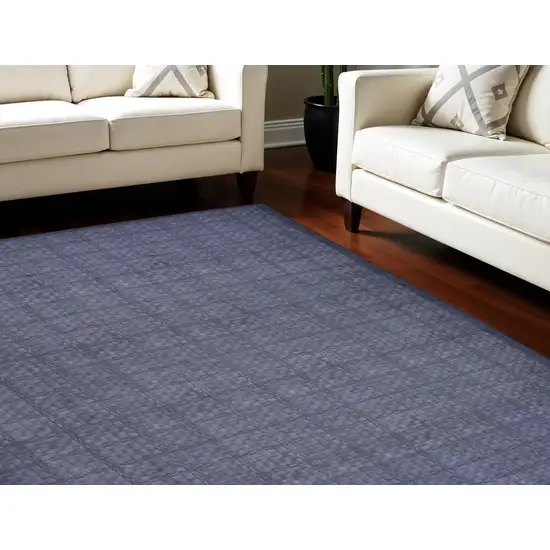 Blue and Gray Geometric Power Loom Washable Non Skid Area Rug Photo 1