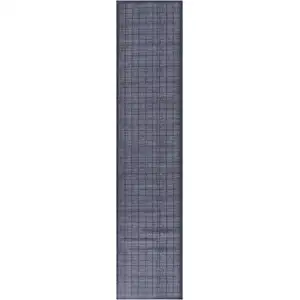 Photo of Blue and Gray Geometric Power Loom Washable Non Skid Runner Rug