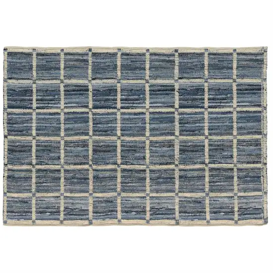 Blue and Gray Grid Area Rug Photo 2