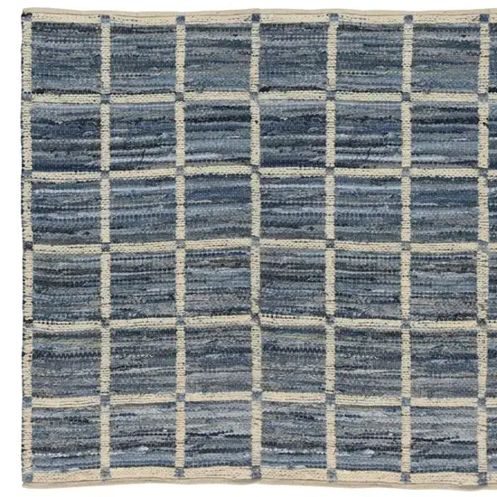 Blue and Gray Grid Area Rug Photo 4