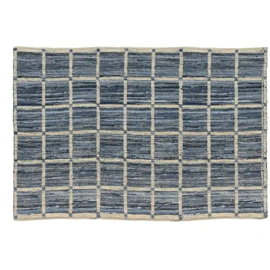 Blue and Gray Grid Area Rug Photo 1