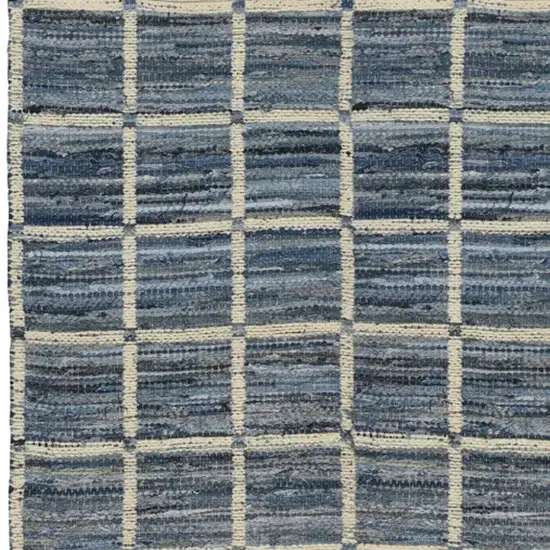 Blue and Gray Grid Area Rug Photo 3