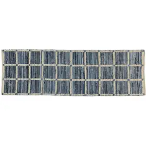 Photo of Blue and Gray Grid Runner Rug