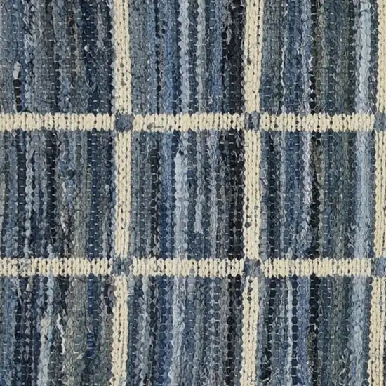 Blue and Gray Grid Runner Rug Photo 2