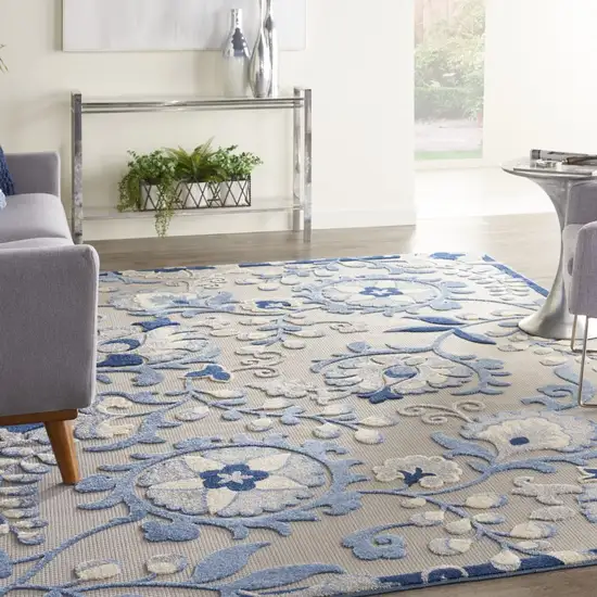 Blue and Gray Indoor Outdoor Area Rug Photo 8